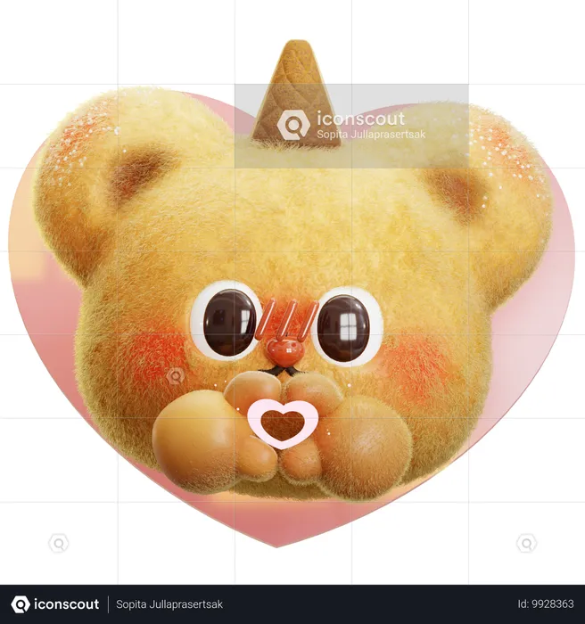 Bear Love Emoji 3D Icon