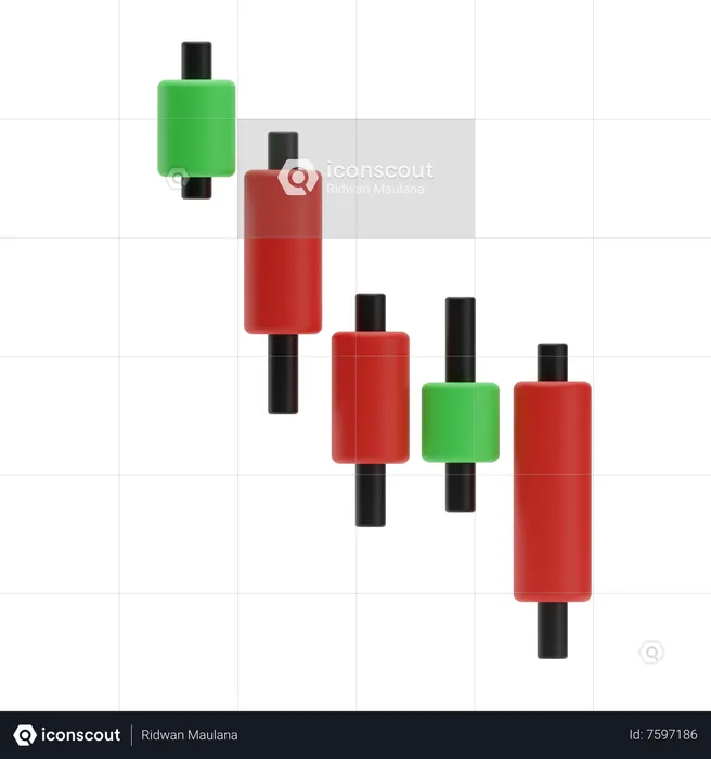 Bear Market Candle Stick  3D Icon