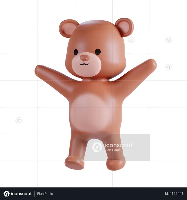 Bear Waving Hands  3D Illustration