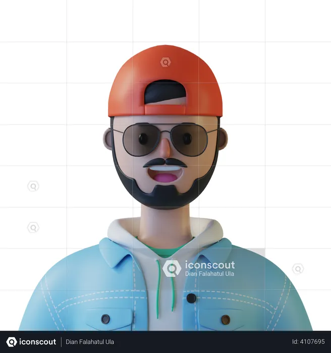 Beard Boy  3D Illustration