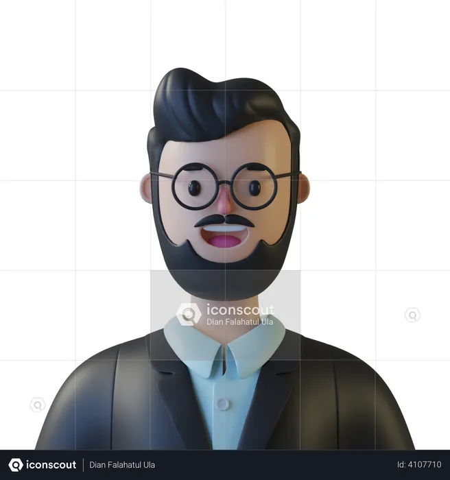 Beard Man  3D Illustration