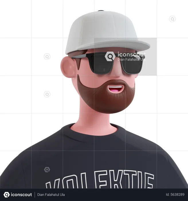 Beard Man With Glasses  3D Icon