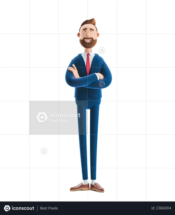 Bearded Businessman  3D Illustration