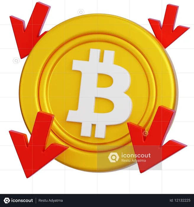 Bearish Bitcoin  3D Icon