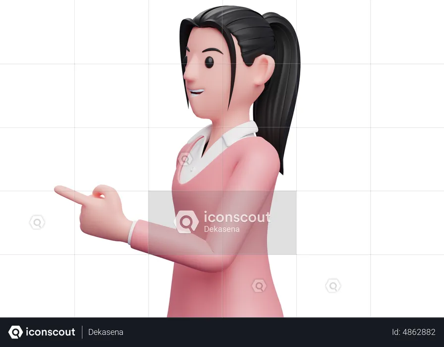Beautiful Business woman facing sideways and pointing finger  3D Illustration