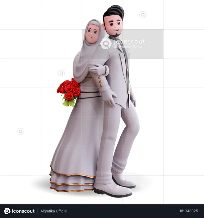 Beautiful couple giving photography pose  3D Illustration