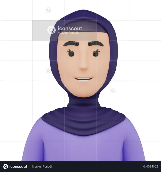 Beautiful Girl with Hijab Avatar  3D Icon
