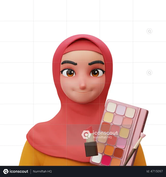 Beauty Makeup Hijab  3D Illustration