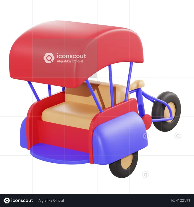 Becak Auto Rickshaw  3D Illustration