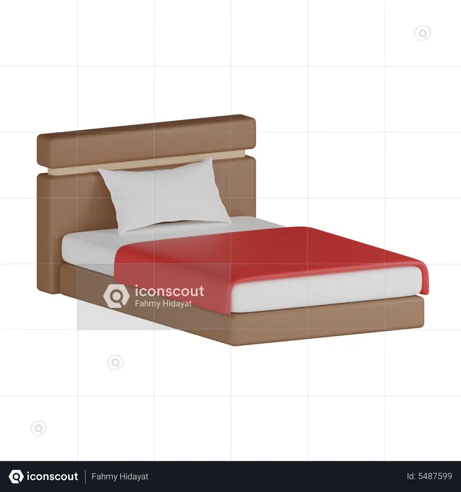 Bed With Pillow  3D Icon