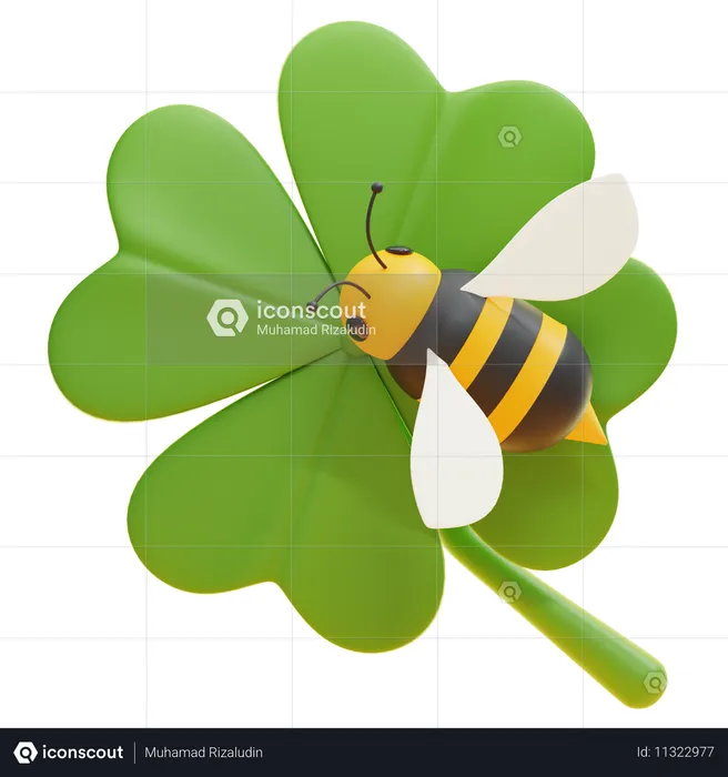 BEE AND CLOVER  3D Icon