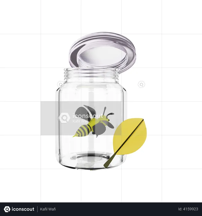 Bee In A Jar  3D Illustration