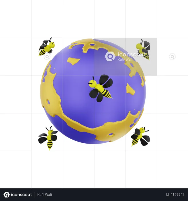 Bees Flying  3D Illustration