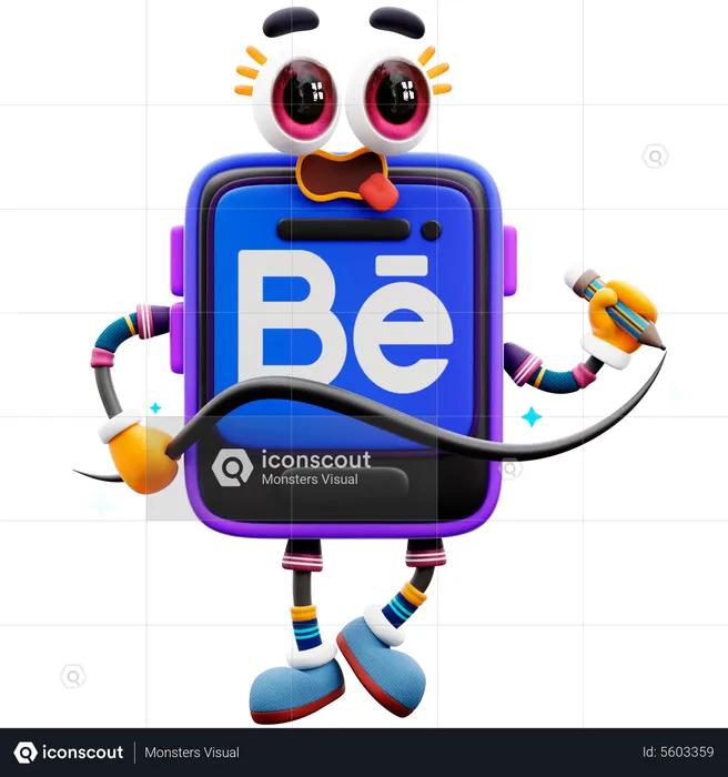 Behance Sticker Logo 3D Illustration