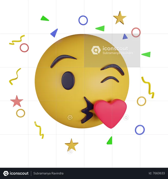 Beijando emoji de coração Emoji 3D Icon