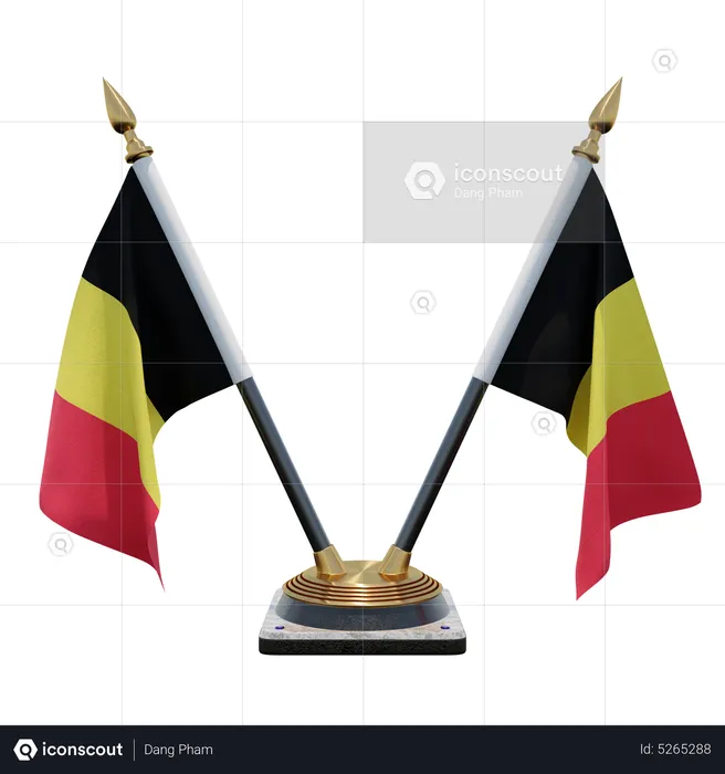 Support de drapeau de bureau double (V) Belgique Flag 3D Icon
