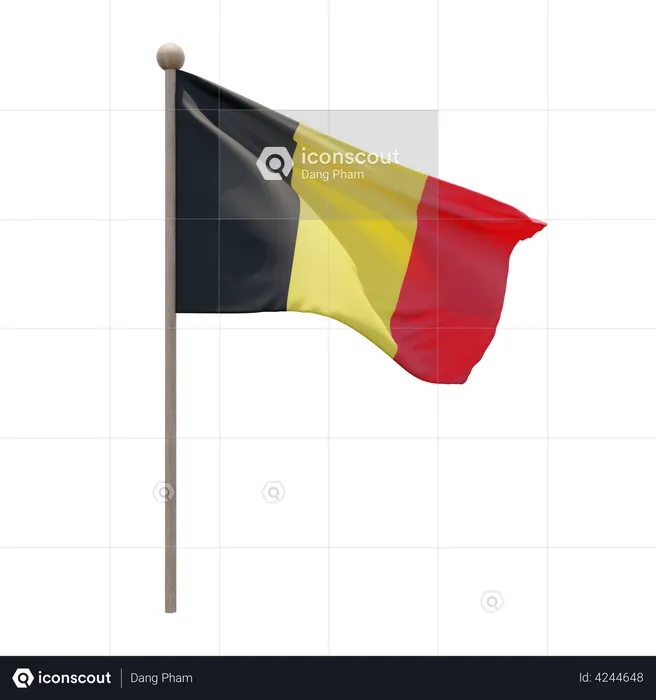 Belgium Flagpole Flag 3D Illustration