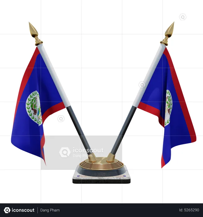 Support de drapeau de bureau double (V) Belize Flag 3D Icon