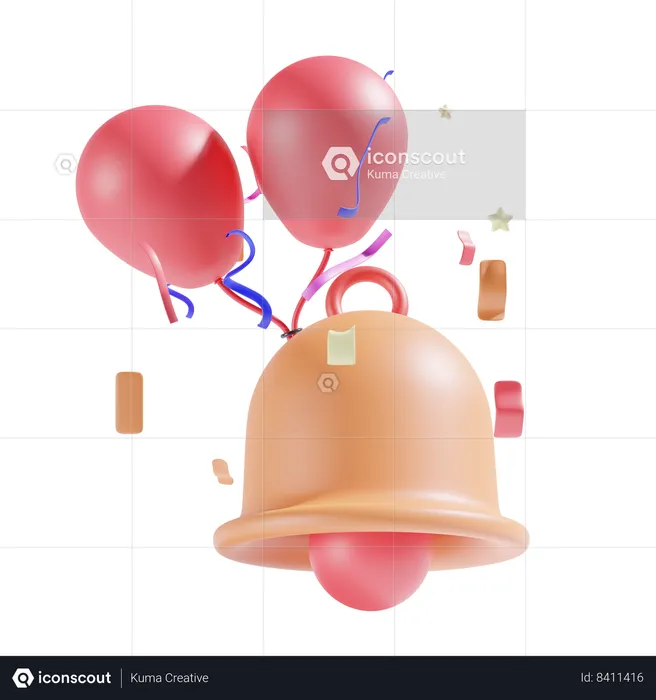 Bell And Balloon  3D Icon