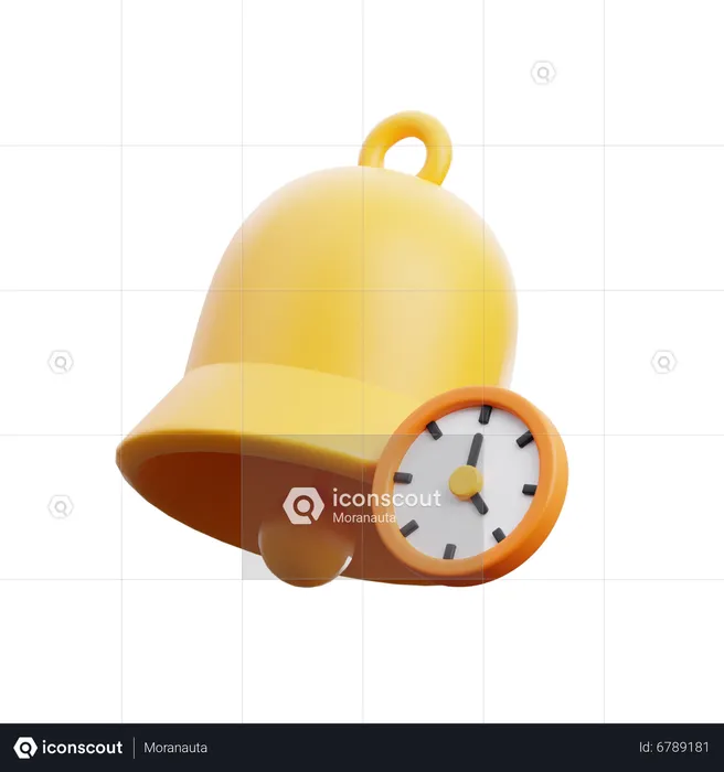 Bell and time  3D Icon