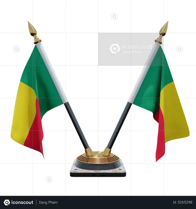 Benin Double (V) Desk Flag Stand Flag 3D Icon