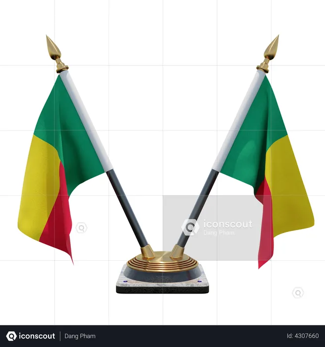 Benin Double Desk Flag Stand Flag 3D Flag