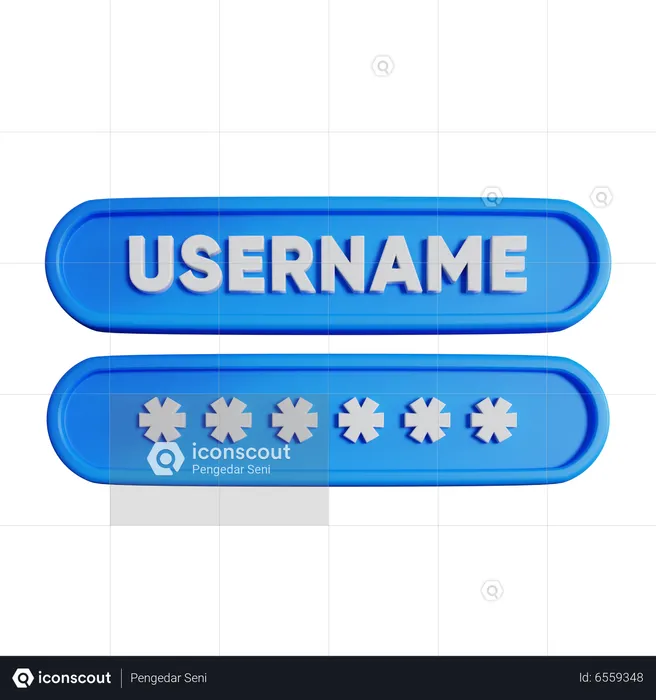 Benutzername und Passwort  3D Icon