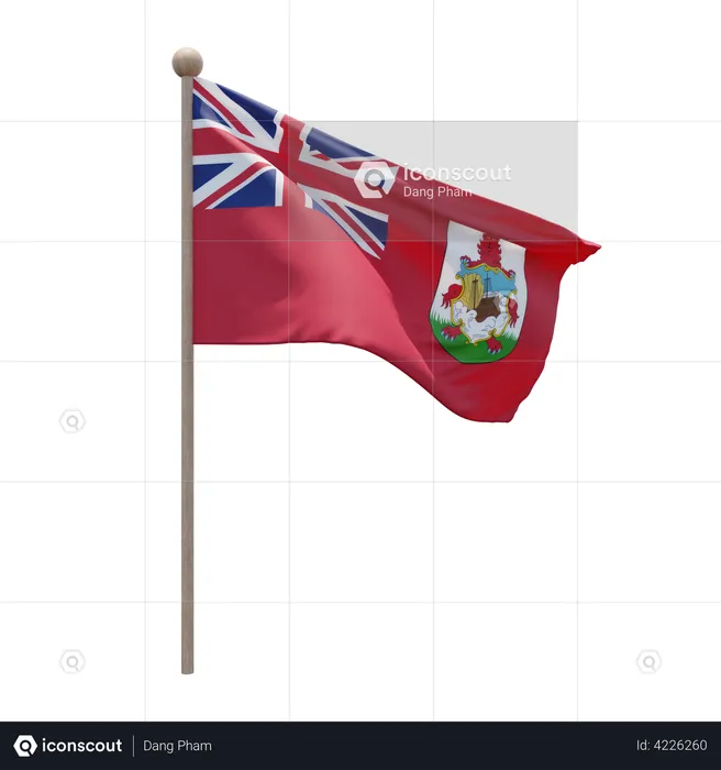 Bermuda-Flaggenmast  3D Flag