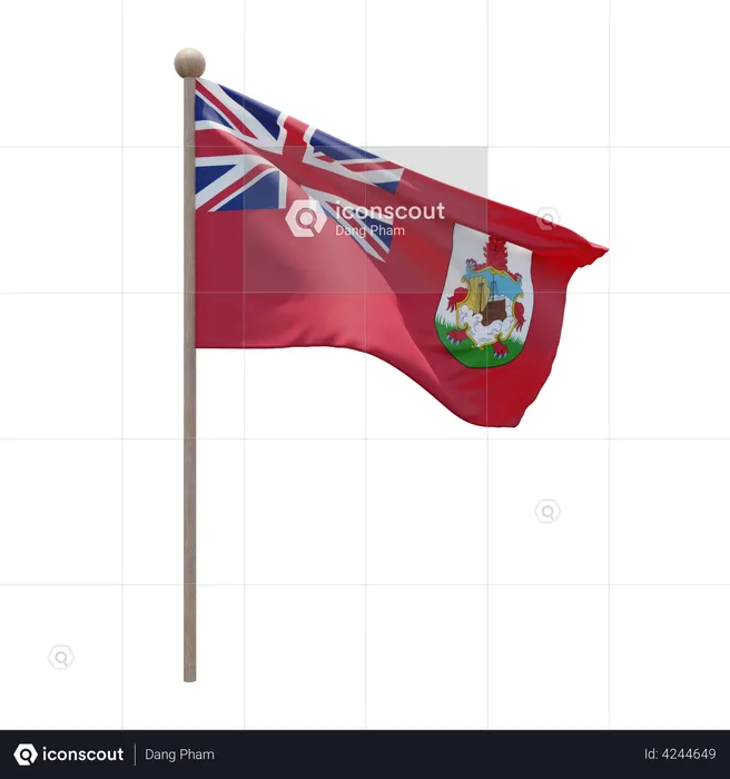 Bermuda Flagpole Flag 3D Illustration