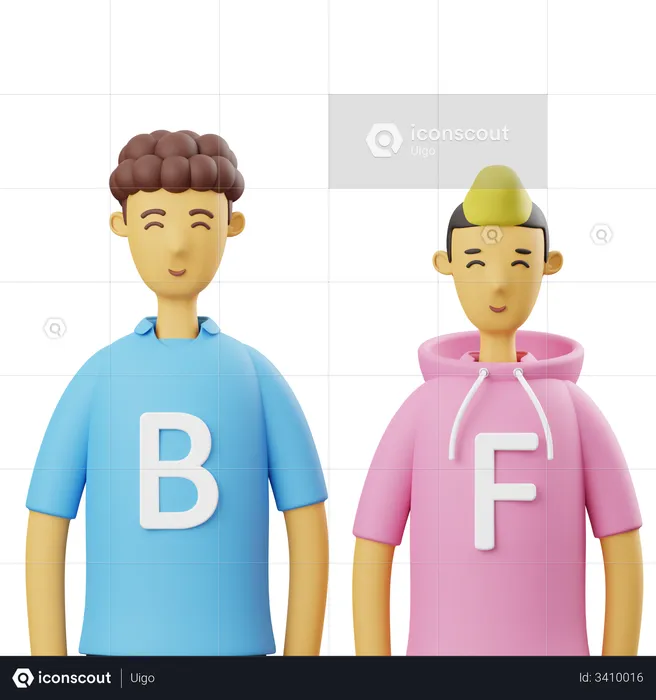 Best Friends  3D Illustration