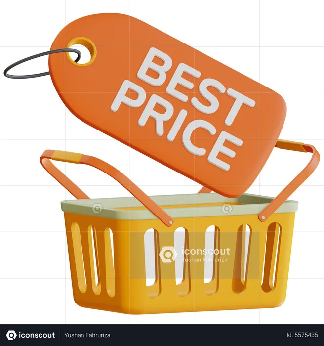 Best Price With Shopping Basket  3D Icon