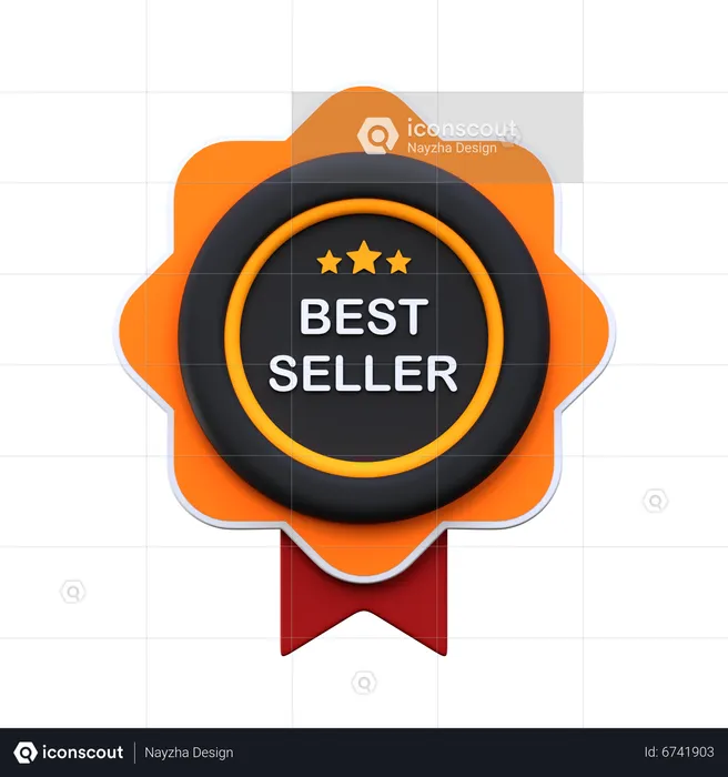 Best Seller Badge 3D Icon download in PNG, OBJ or Blend format