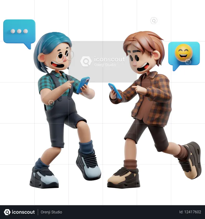Bester Freund Viel Spaß Mit Dem Smartphone  3D Illustration