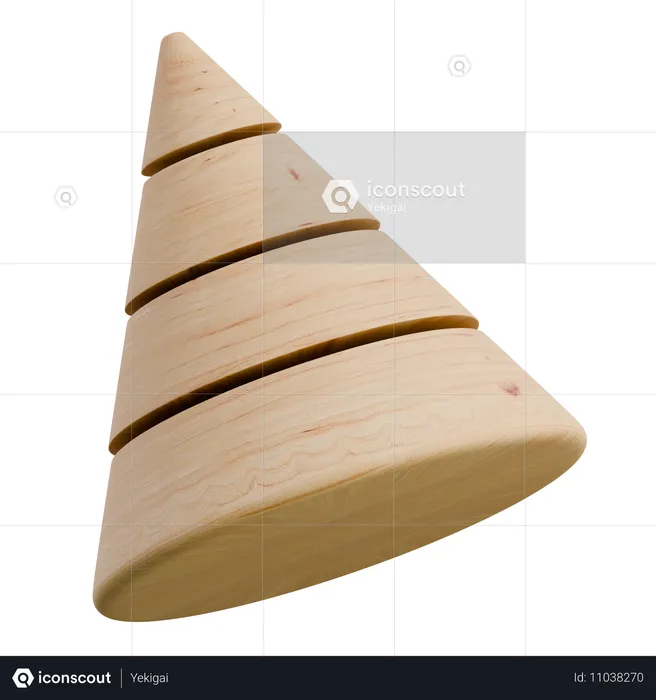 Beveled Cone Wooden Abstract Shape  3D Icon