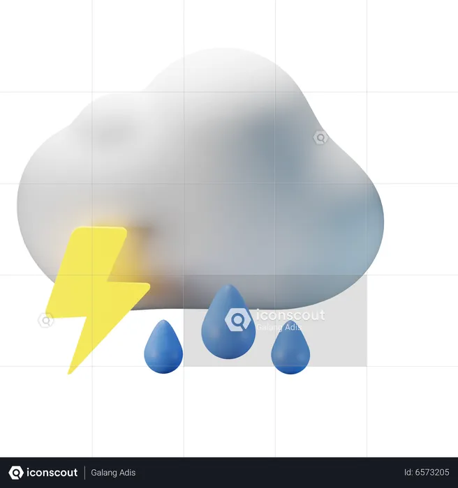 Bewölkt Gewitter Regen  3D Icon
