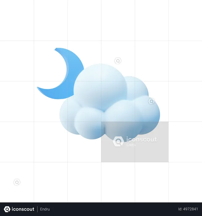 Bewölkte Nacht  3D Icon