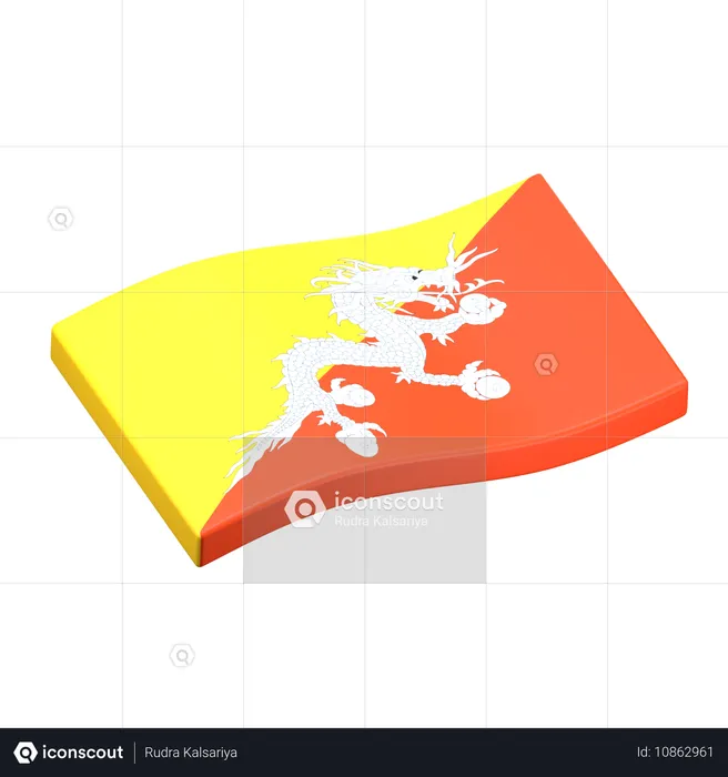 Bhutan Flag 3D Icon