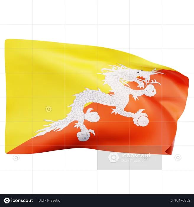 ブータンの国旗 Flag 3D Icon