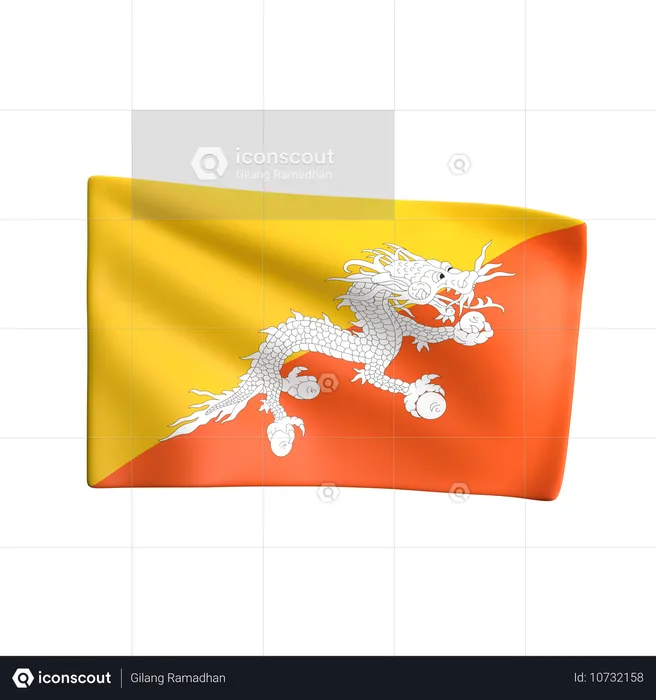 ブータンの国旗 Flag 3D Icon