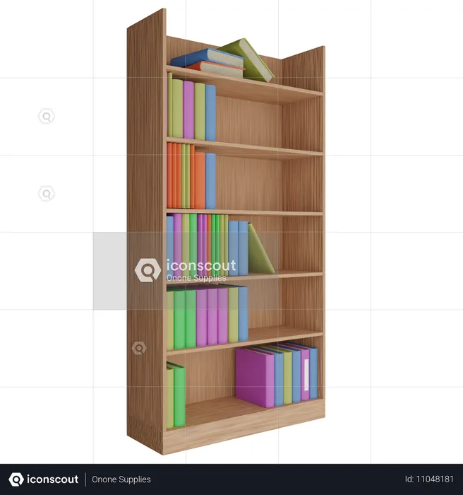 Étagères de bibliothèque  3D Icon