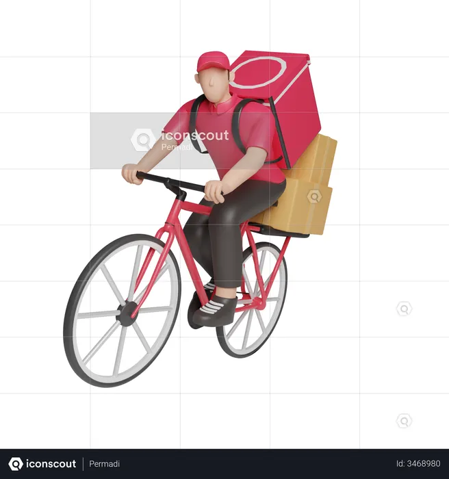 Bicycle delivery service  3D Illustration