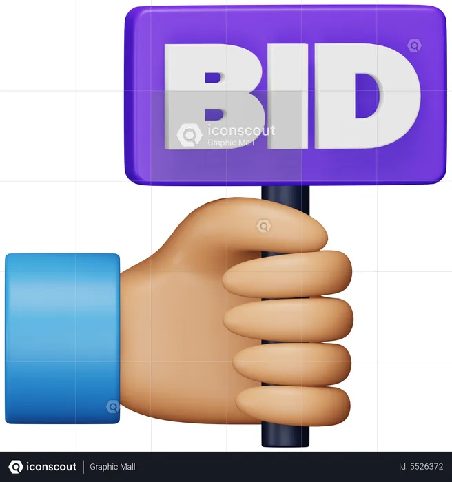 Bid Board Holding Hand  3D Icon