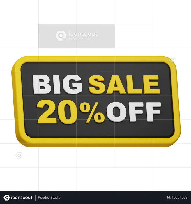 빅세일 20% 할인  3D Icon