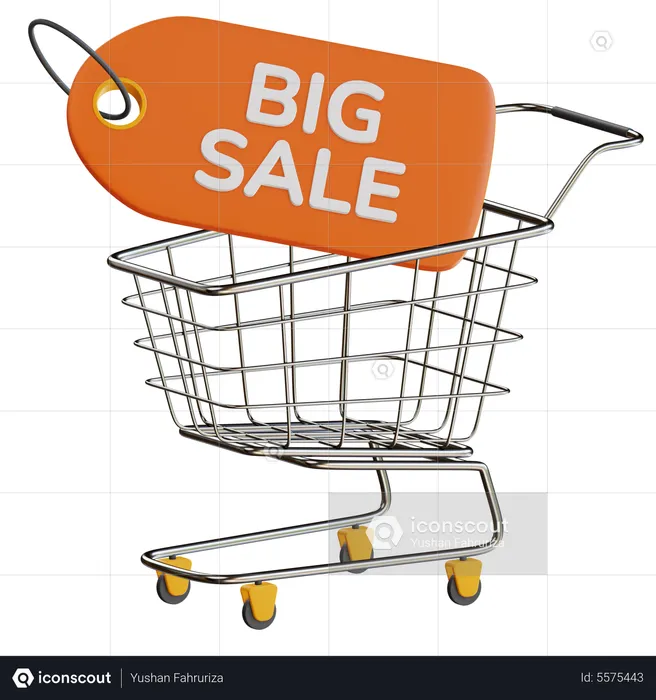 Big Sale With Trolley  3D Icon