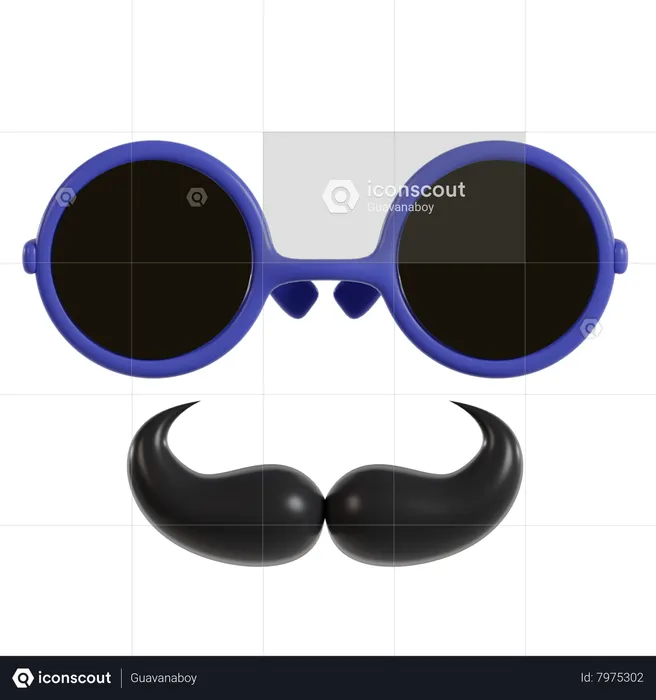 Bigode e óculos  3D Icon