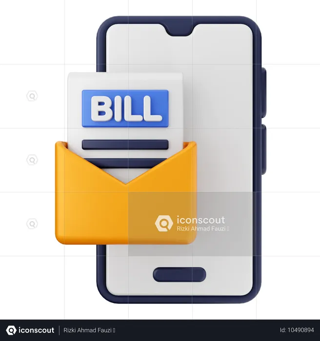 Bill Mail Smartphone  3D Icon