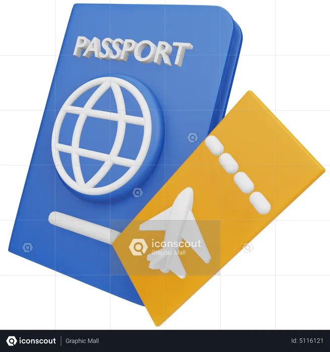 Billet de passeport  3D Icon