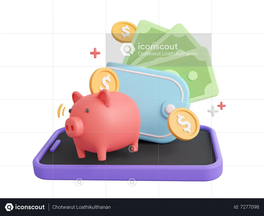 Billetera de dinero en línea  3D Icon