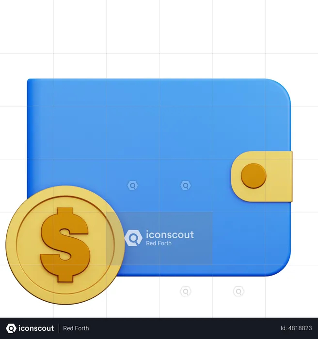 Billetera de dinero en dólares  3D Icon