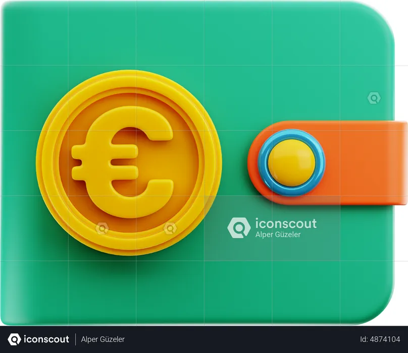 Billetera de euros  3D Icon